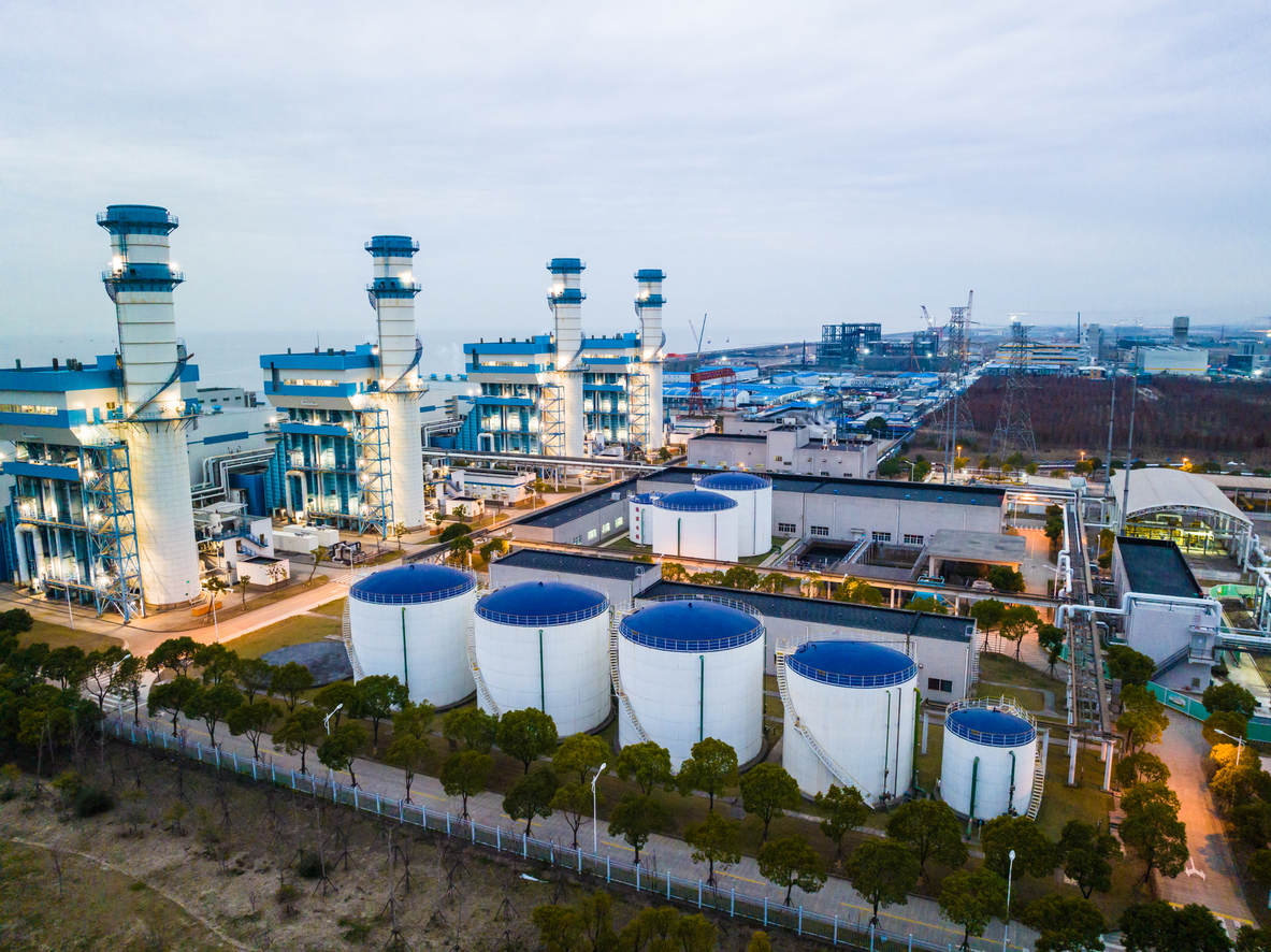 Aerial view of Natural Gas Fired Electrical Power Plant